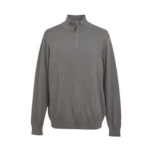 NWT Harrison Davis Quarter Zip Sweater Gray 100% Cotton Mock Neck Knit - XL